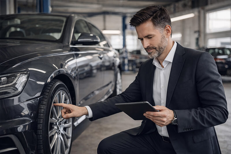 Gutachter ermittelt den Wert eines Fahrzeugs